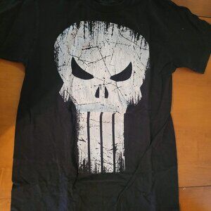 Classic Marvel Comics Punisher Skull Logo Black Tee Shirt S